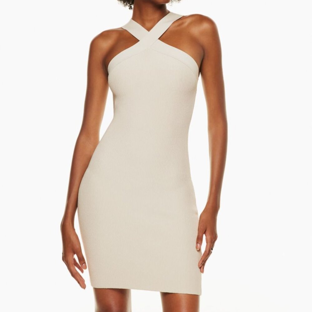 WHITE Sculpt Knit Criss Cross Dress